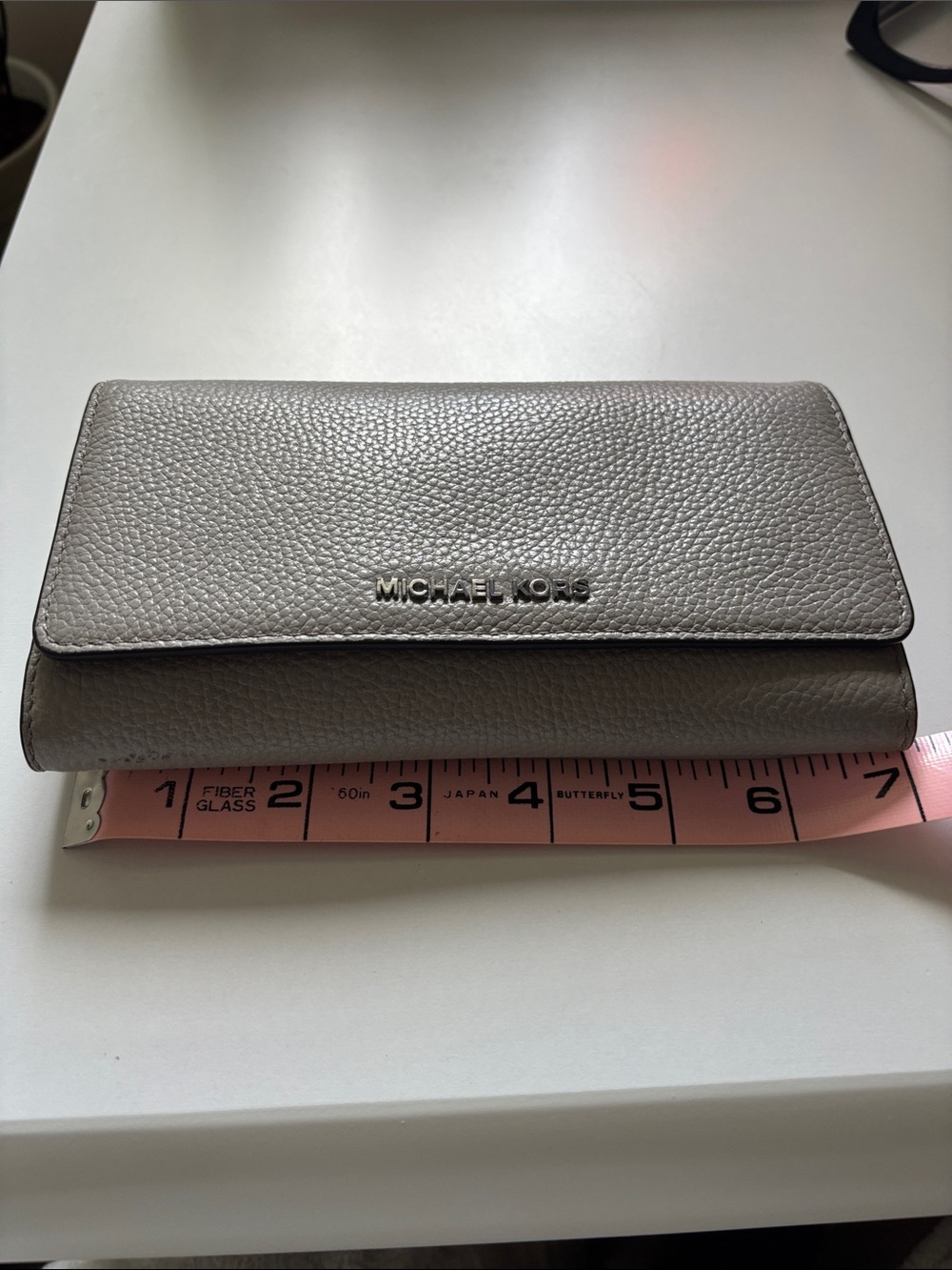 Michael Kors Silver Gray Pebbled Leather Continental Wallet